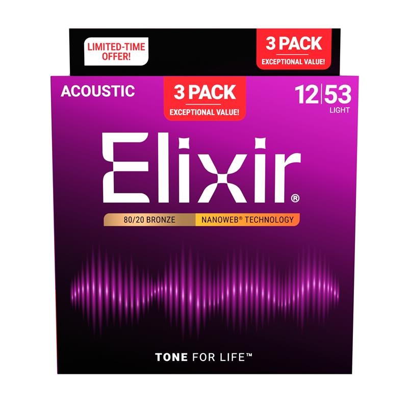 ELIXIR #16565 [#11052 NANOWEB Light 80/20 Bronze/12-53 x3セット] 【今だけお得な3set Pack】