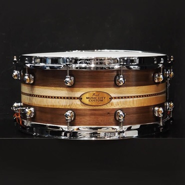 Pearl MCCW1465S/C #1008 Music City Custom -USA Solid Walnut Shell Snare Drums 14×6.5- [Quartersawn Sycamore Chevron with Ebony Borders]