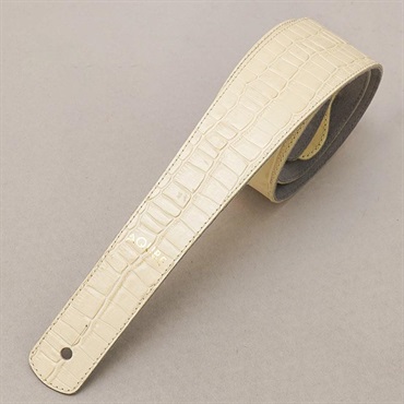 AQUBE MUSIC PRODUCTS 【国産本革ストラップ】CEMBOSSED CROCO(Vintage White) / Slim / S-Size(エレアコ専用テイル)