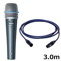 BETA 57A-J【PASSGO BLUEマイクケーブルセット(XLR-XLR)3.0ｍ】(国内正規品2年保証)(シュア)(ダイナミックマイク)(BETA57A)