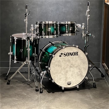 SONOR 【値下げしました！】SQ2 System Beech Vintage 4pc Drum Kit - Black to Green Burst over African Marble [BD22，TT10&12，FT16]【特注品】