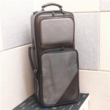 GARD BAGS ガードバッグス / エリート シリーズ 4-ECLG-CN cro トランペット用 ダブル ケース / クロコダイル型押しグレー レザー ・ チョコレート ブラウン レザー トリム