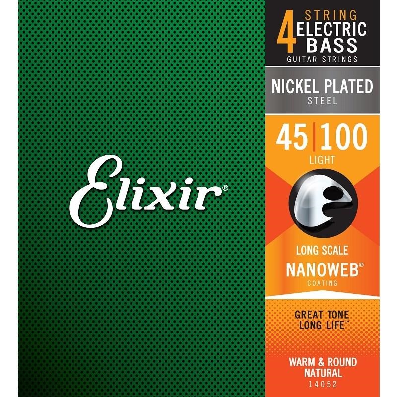 ELIXIR Nickel Plated Steel Bass Strings with ultra-thin NANOWEB Coating (Light/Long 045-100) #14052 画像1