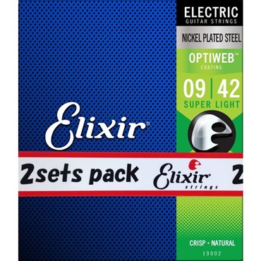 ELIXIR Electric Nickel Plated Steel with OPTIWEB Coating 2SET PACK #19002 (Super Light/09-42) 画像1