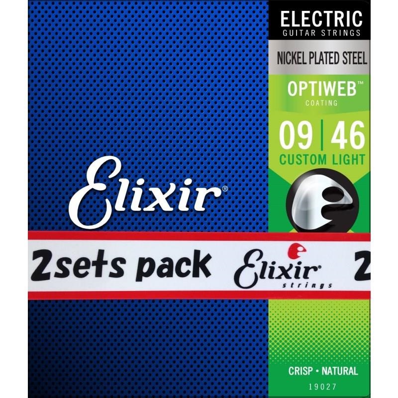 ELIXIR Electric Nickel Plated Steel with OPTIWEB Coating 2SET PACK #19027 (Custom Light/09-46) 画像1