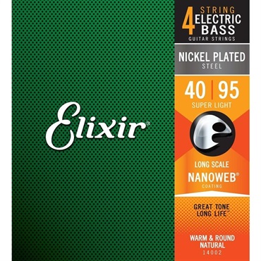 ELIXIR Nickel Plated Steel Bass Strings with ultra-thin NANOWEB Coating (Super Light/Long 040-095) #14002 画像1