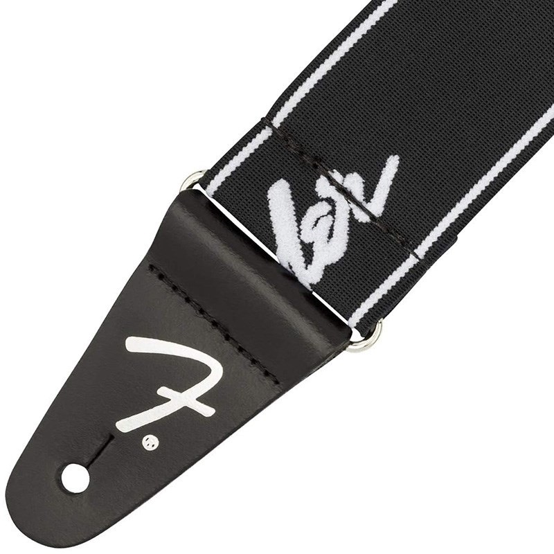 Fender USA WEIGHLESS RUNNING LOGO STRAP (BLACK/WHITE)(#0990642074) 画像1