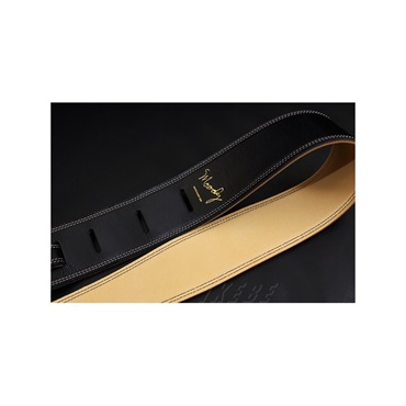 Moody Handmade Leather Straps Leather & Leather Series 2.5inch Standard Tail 【 Black / Cream 】 画像1