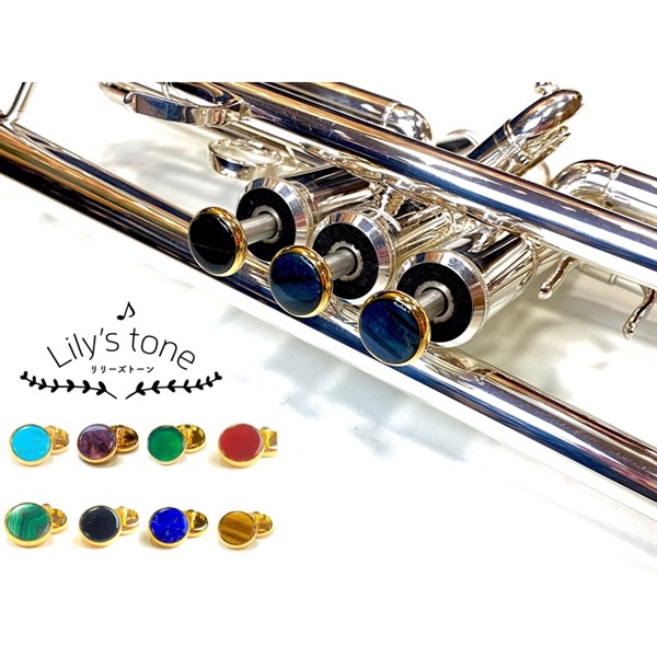 Lily's tone リリーズトーン / ヤマハ用 トランペット ピストン ボタン レッドタイガーアイ 金メッキ仕上げ 3個 (1セット) 画像1