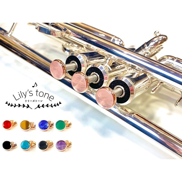 Lily's tone リリーズトーン / ヤマハ用 トランペット ピストン ボタン オニキス ピンクゴールドメッキ仕上げ 3個 (1セット) 画像1