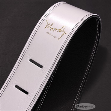 Moody Handmade Leather Straps Leather & Leather Series 2.5inch Standard Tail 【 White / Black 】 画像1