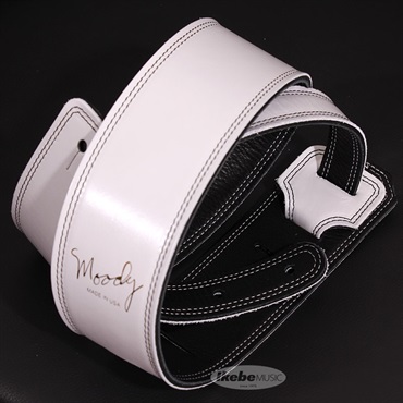 Moody Handmade Leather Straps Leather & Leather Series 2.5inch Standard Tail 【 White / Black 】 画像2
