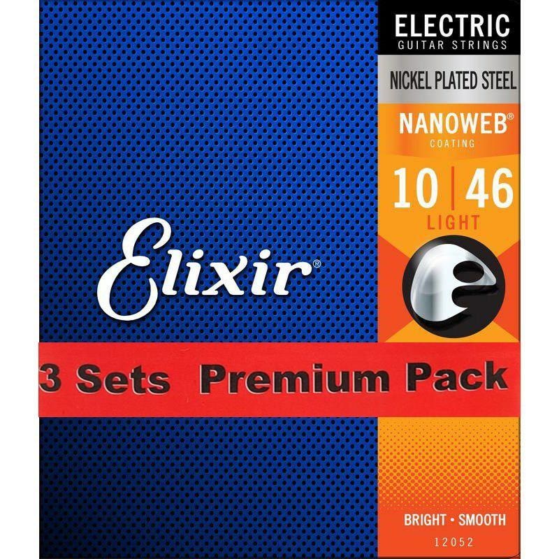 ELIXIR Electric Nickel Plated Steel with NANOWEB Coating 3SET PACK #12052 (Light/10-46) 画像1