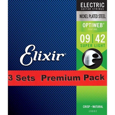 ELIXIR Electric Nickel Plated Steel with OPTIWEB Coating 3SET PACK #19002 (Super Light/09-42) 画像1