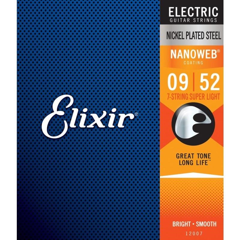 ELIXIR Electric Nickel Plated Steel with NANOWEB Coating #12007 (7-string Super Light/09-52) 画像1