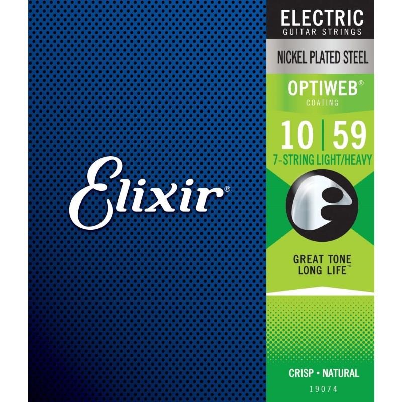 ELIXIR Electric Nickel Plated Steel with OPTIWEB Coating #19074 (7-string Light-Heavy/10-59) 画像1