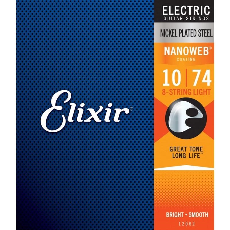 ELIXIR 【最安SALE】 Electric Nickel Plated Steel with NANOWEB Coating #12062 (8-string Light/10-74) 画像1