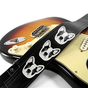 Couch Guitar Strap ワン・ワン・ワン・クロ [Dog Guitar Strap Black/White Dogs] 画像2