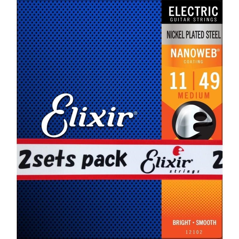 ELIXIR 【秋のスーパーセール】 Electric Nickel Plated Steel with NANOWEB Coating 2SET PACK #12102 (Medium/11-49) 画像1