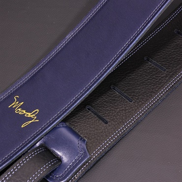 Moody Handmade Leather Straps Leather & Leather Series 2.5inch Standard Tail 【 Navy / Black 】 画像1