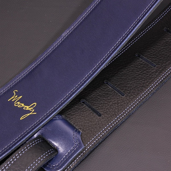 Moody Handmade Leather Straps Leather & Leather Series 2.5inch Standard Tail 【 Navy / Black 】 画像1