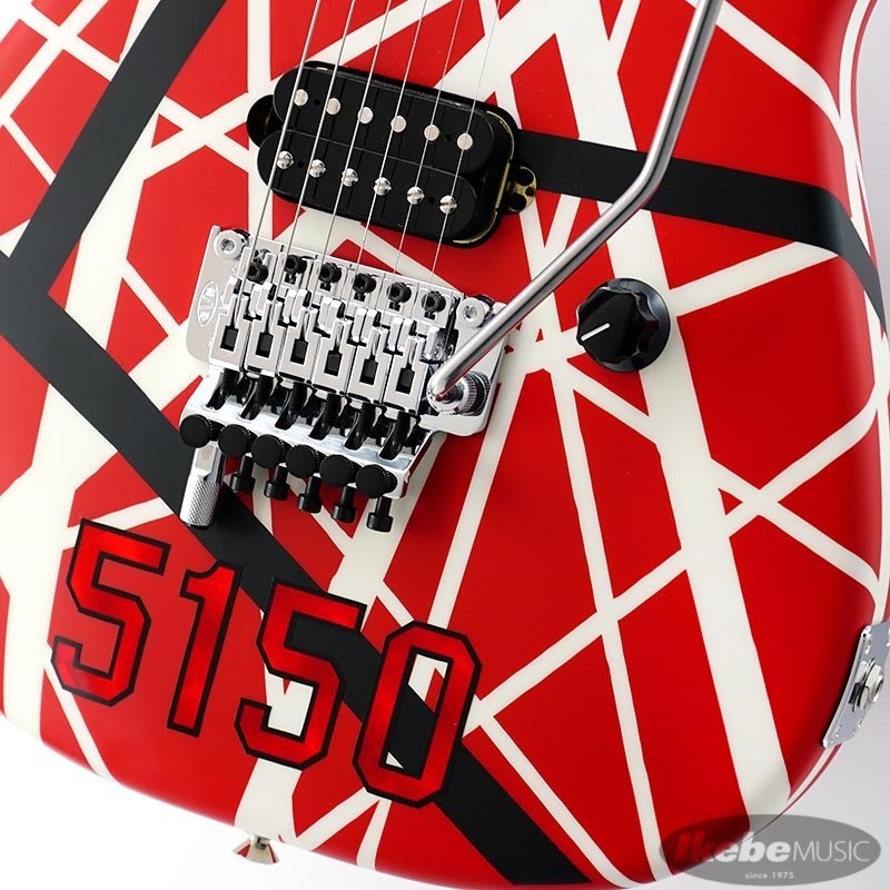 EVH Striped Series 5150 (Red with Black and White Stripes/Maple