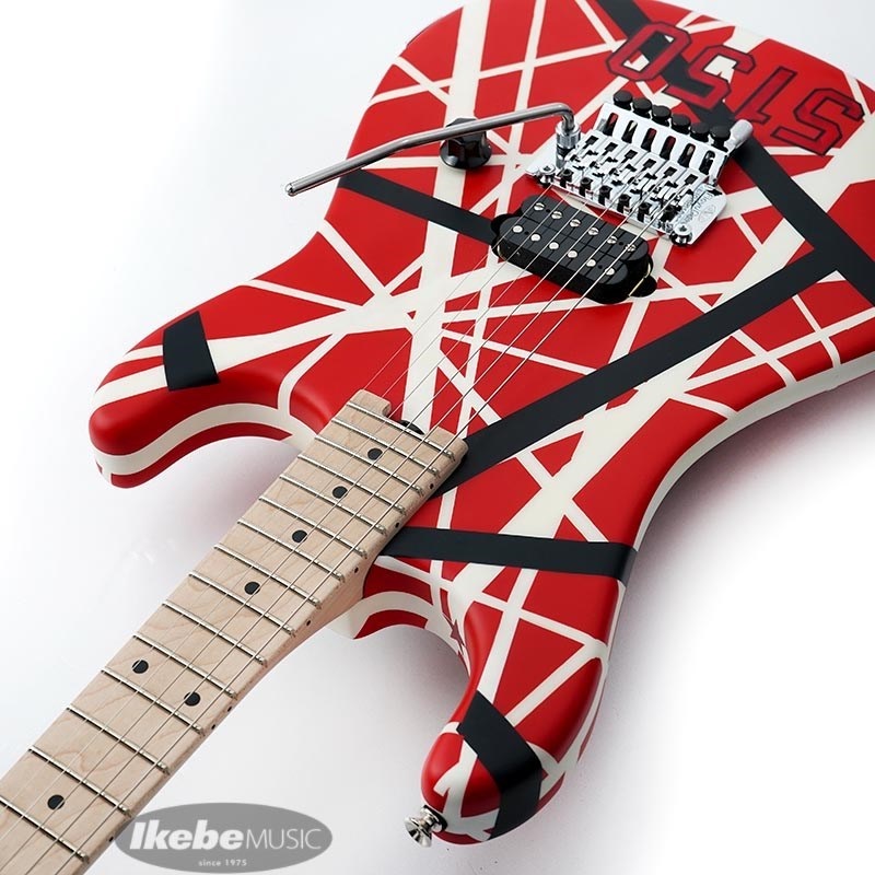 EVH Striped Series 5150 (Red with Black and White Stripes/Maple