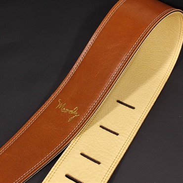 Moody Handmade Leather Straps Leather & Leather Series 2.5inch Standard Tail 【 Light Brown / Cream 】 画像1