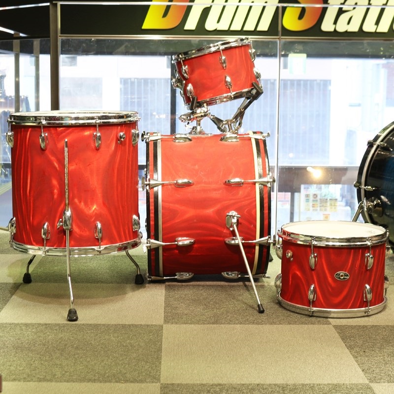 Slingerland 【1968～1976s】 Modern Solo Outfit 4pc Kit [BD20，FT16，TT12＆13]- Red Satin Flame スネアスタンド付属 【VINTAGE】 画像2