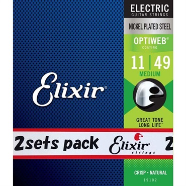 ELIXIR Electric Nickel Plated Steel with OPTIWEB Coating 2SET PACK #19102  (Medium/11-49) 画像1