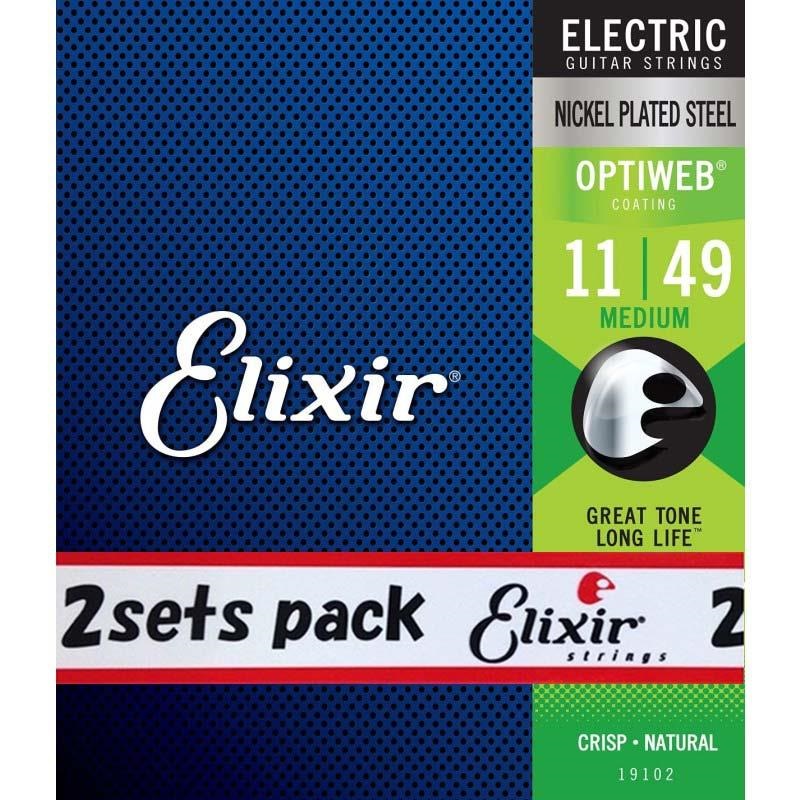 ELIXIR Electric Nickel Plated Steel with OPTIWEB Coating 2SET PACK #19102  (Medium/11-49) 画像1