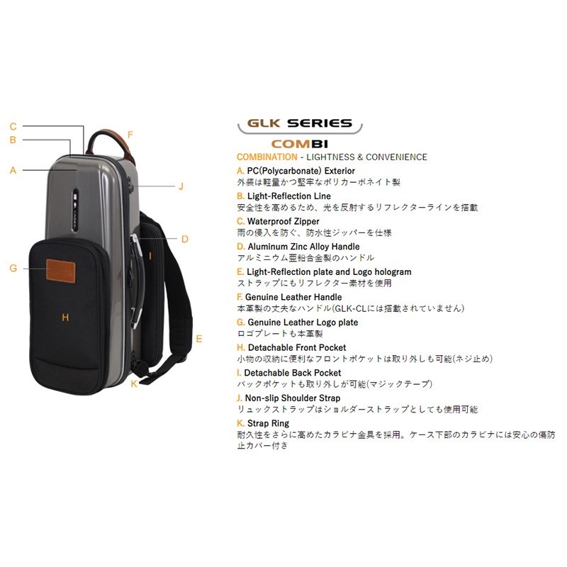 GL CASES 【お取り寄せ品】ソプラノサックス用ケース GLケース GLK-S (S) グレー 画像2