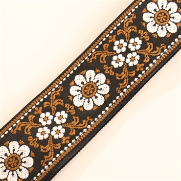 Couch Guitar Strap Cork and Brown Flowers 画像1