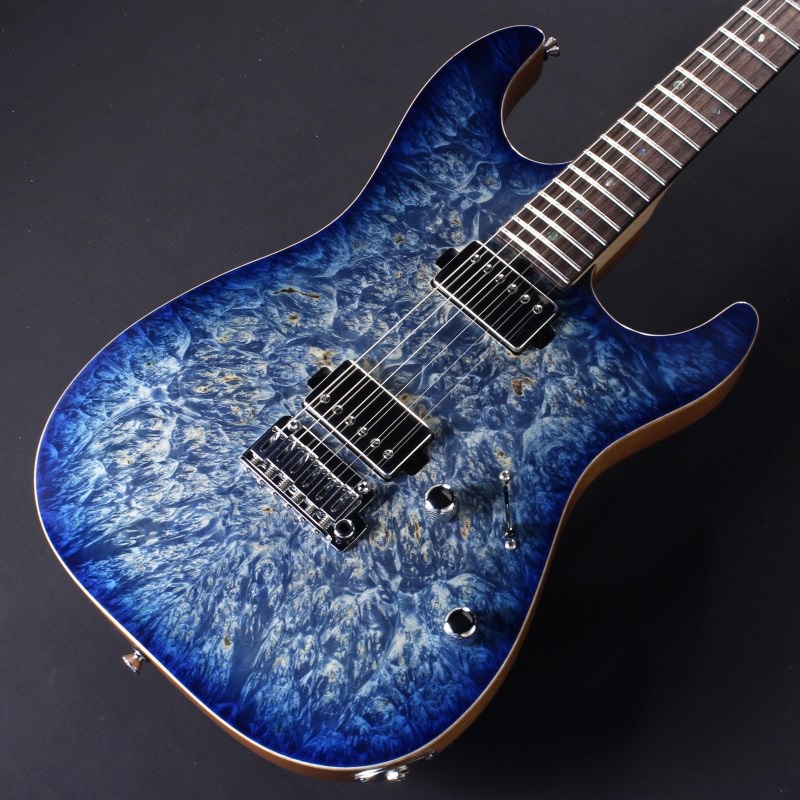 T's Guitars DST-DX22 Waterfall Burl Maple Top (Trans Blue Denim 
