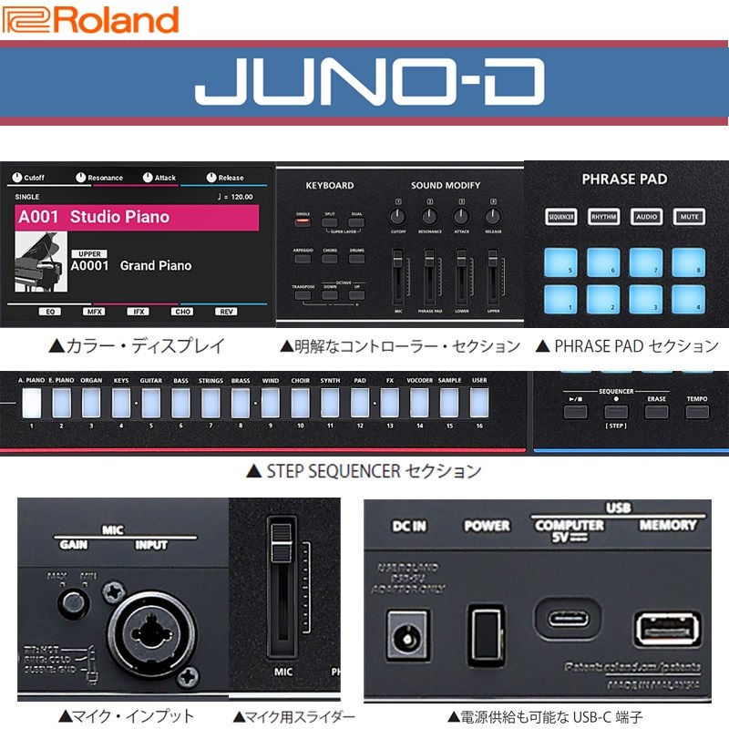 Roland JUNO-D6 SYNTHESIZER【予約商品・10月5日発売予定】 (沖縄・離島送料別途見積り)(代引き不可) 画像3