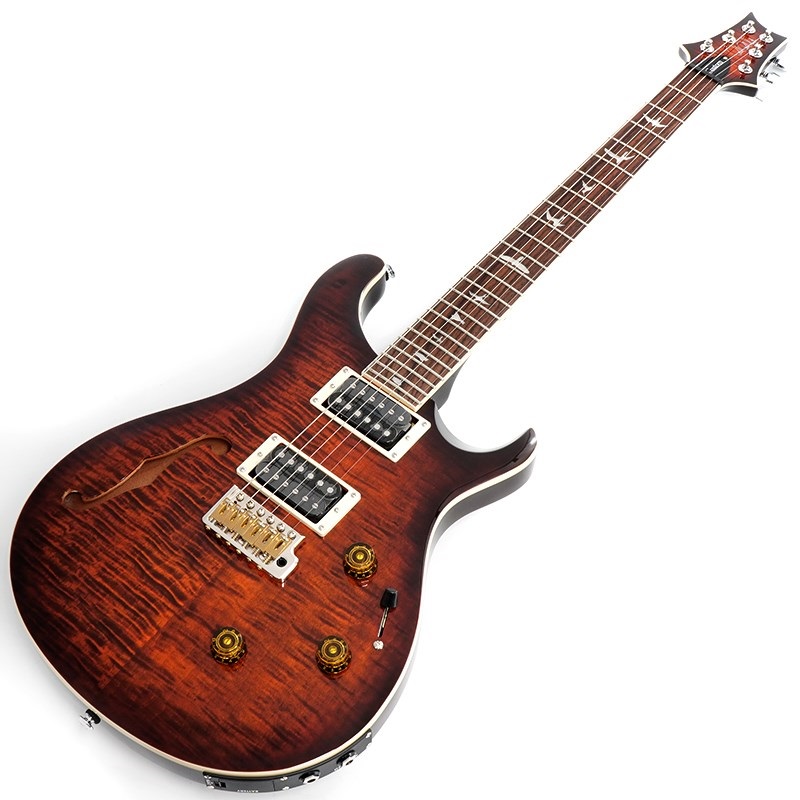 P.R.S. SE Custom 24 Semi-Hollow Piezo (Orange Tiger Smokeburst) 画像1