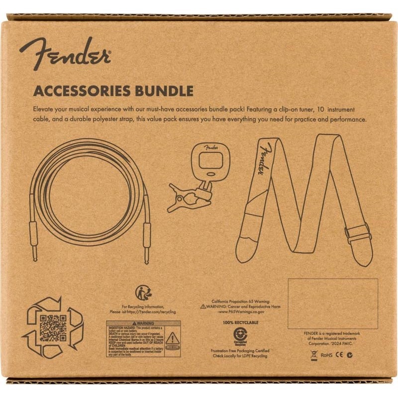 Fender USA ACCESSORIES BUNDLE PACK CABLE CLIP ON TUNER STRAP (#0992018005) 画像2