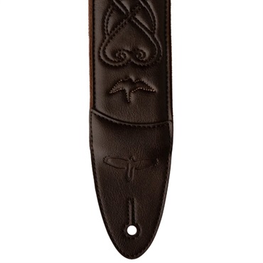 P.R.S. PRS 2.4inch Padded Guitar Strap w/RAS Custom Leather (Faux) Birds (Brown) 画像1