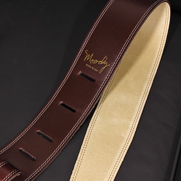 Moody Handmade Leather Straps Leather & Suede Series 2.5inch Long Tail 【Dark Chocolate / Cream】 画像1