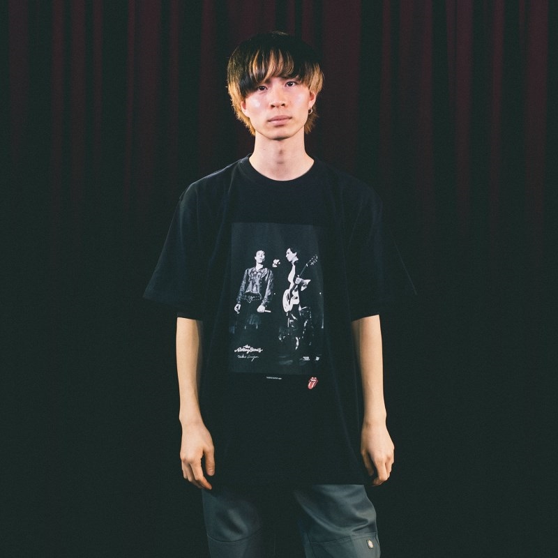 Ikebe Original Mick & Keith Photo by Mikio Ariga Tokyo Japan 1990 S/S Tee Black-S 画像1