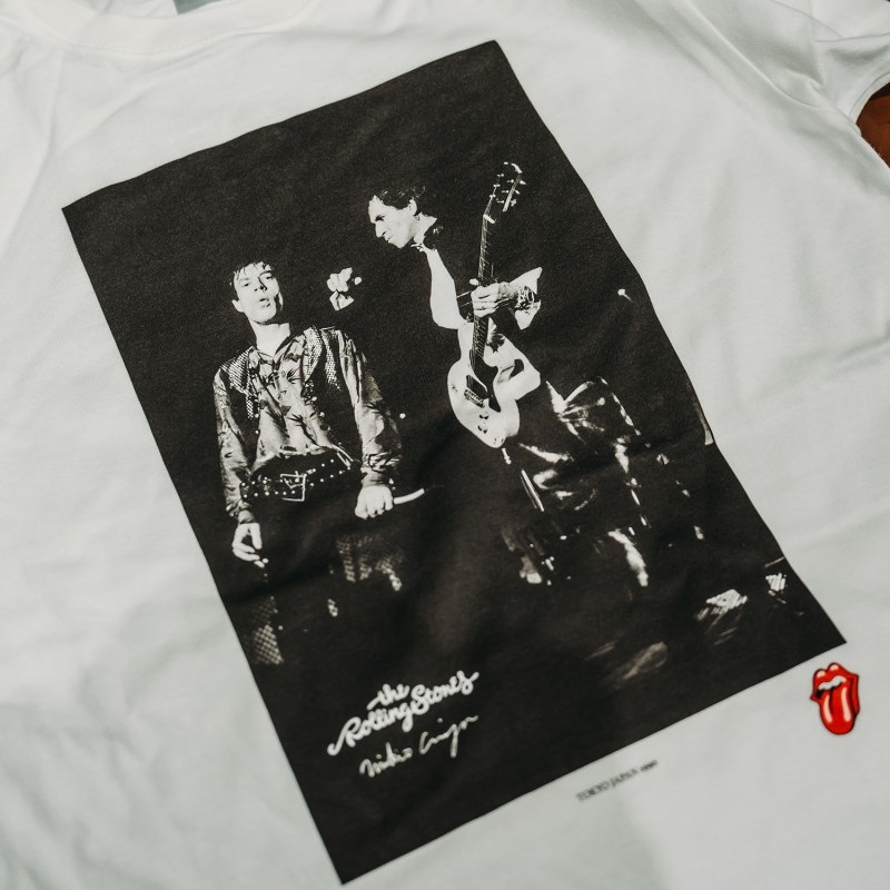 Ikebe Original Mick & Keith Photo by Mikio Ariga Tokyo Japan 1990 S/S Tee White-S 画像4