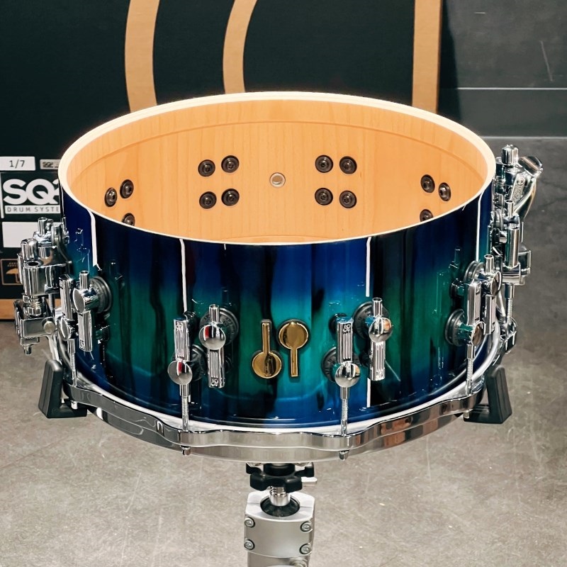 SONOR SQ2 System Snare Drum - Beech Vintage 14×6.5 - Green Lacquer over Blue Burst Finish with African Marble 【特注品】 画像3