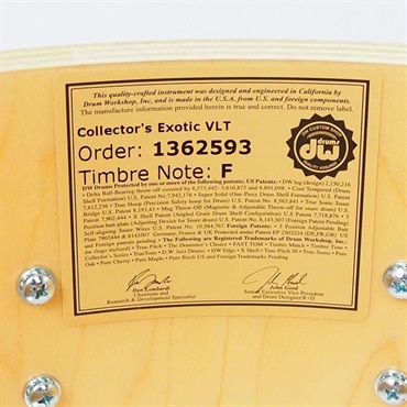 dw 【創業50周年大決算SALE】DRX66514SSC636 [Collector's Pure Maple Old Style VLT Shell 14×6.5 / Natural Lacquer Over Koa] 【在庫処分特価品】 画像10