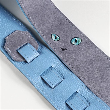 Grande uomo ねこ刺繍レザーストラップ [Gray/Light Blue] 画像1