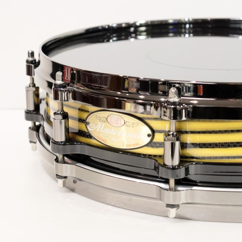 Pearl Masterworks Snare Drum 14x3.5 Free Floating - Gold Swirl on Black Carbon【イケベ楽器店創業50周年記念モデル】 画像1