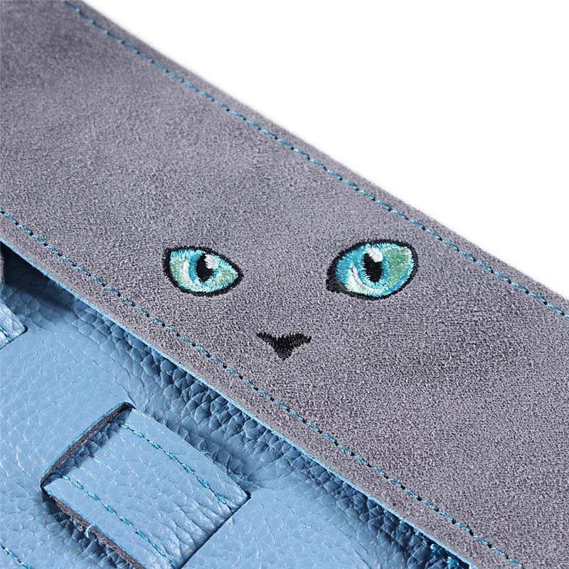 Grande uomo ねこ刺繍レザーストラップ [Gray/Light Blue] 画像2