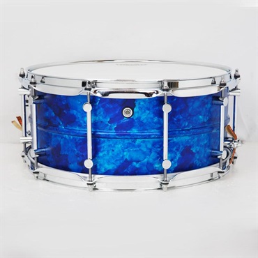 PORK PIE Seamless Aluminum 1.5mm Snare Drum 14x6.5 - Blue Alcohol Ink Satin Finish [Made in USA] 画像1