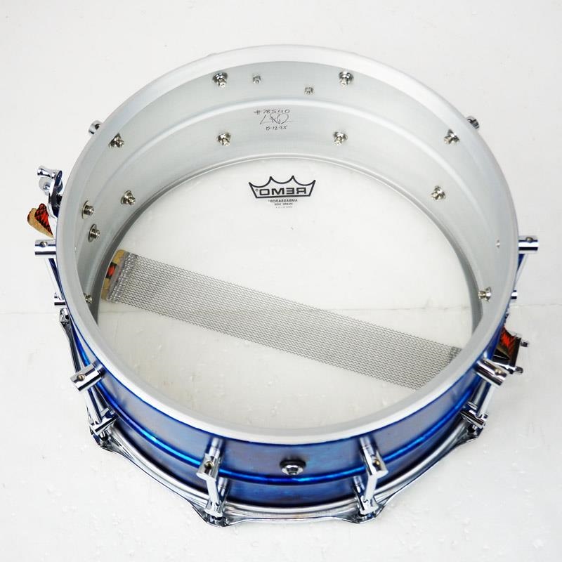 PORK PIE Seamless Aluminum 1.5mm Snare Drum 14x6.5 - Blue Alcohol Ink Satin Finish [Made in USA] 画像8