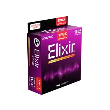ELIXIR #16568 [#16027 NANOWEB Custom Light Phosphor Bronze/11-52 x3セット] 【今だけお得な3set Pack】 画像2
