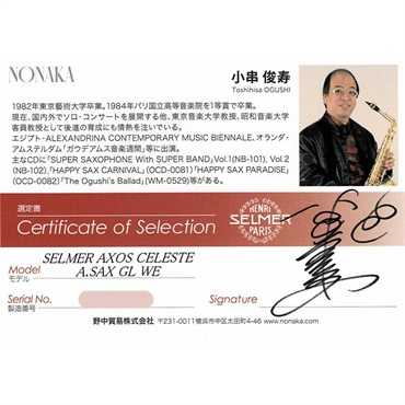 Selmer Paris 【小串俊寿氏選定品】アルトサックス セルマー AXOS Celeste（アクソス セレスト）【選定料サービス!!】【調整&セットアップ後出荷】【5年間キーバランス調整無料】 画像2